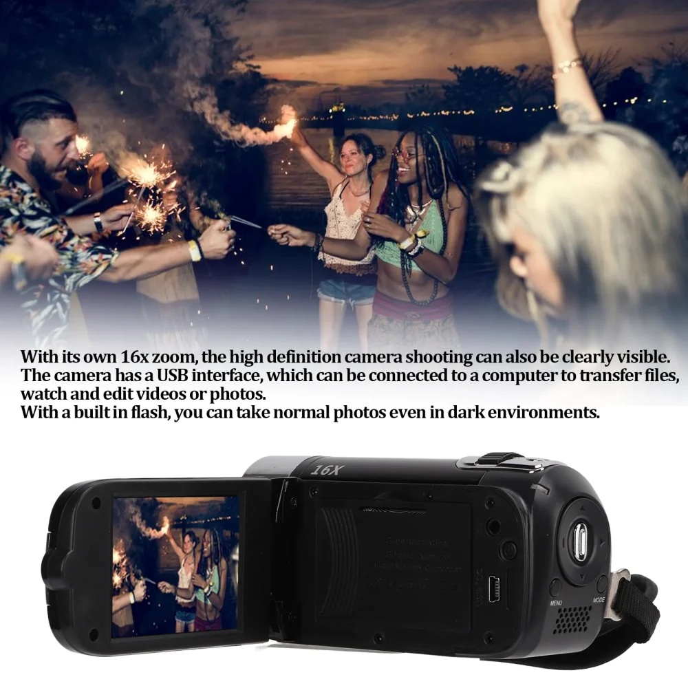 Video Camera Camcorder Full HD 4K 48MP Camera Recorder 270° Rotation 2.7 Inch Color Screen 16X Zoom Digital Camcorders - Image 4